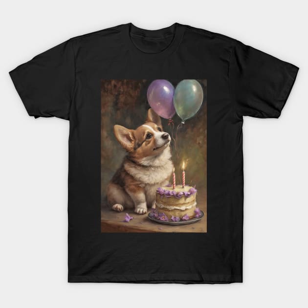 Welsh Corgi Birthday Party Card T-Shirt by candiscamera